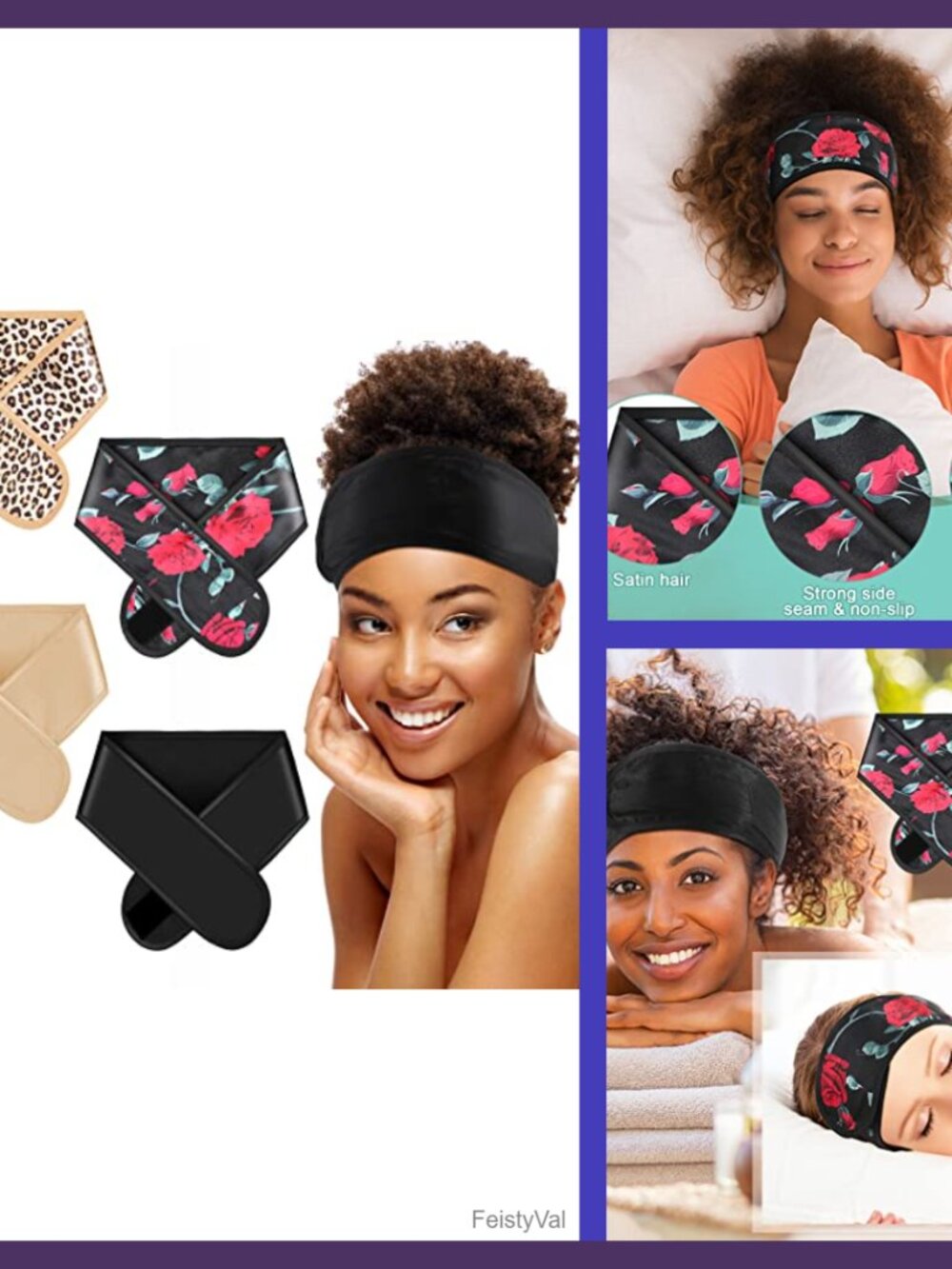 Satin Hair Wrap Sleep Cap Adjustable Headband Hair Accessory